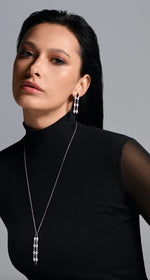 Ophidia Onyx Diamond Long Earrings, 3 Rows